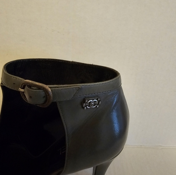 Chanel Cutout Ankle Boot, EU 37 US 6.5 Black Grey High Heel Bootie, TWO Tone - Picture 7 of 10